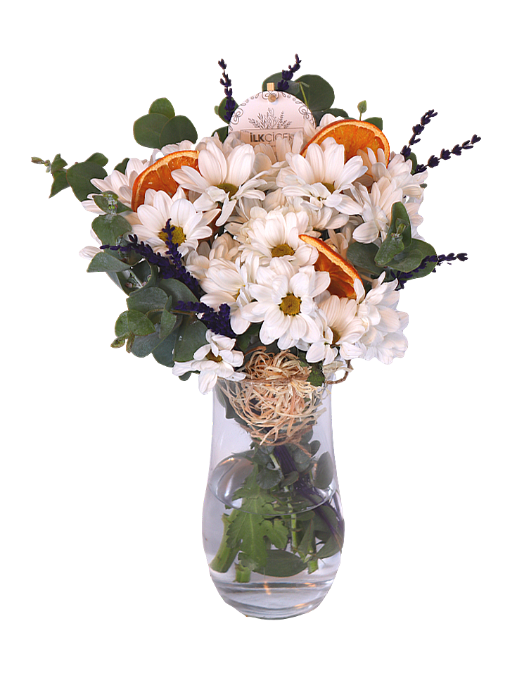 White Daisy And Dried Orange
